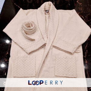 Solid Dyed Terry Blocks Design Bathrobe
