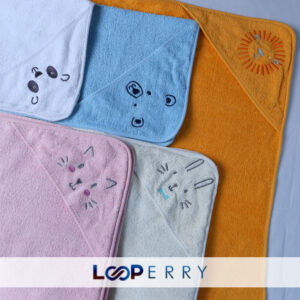 Hooded Towel with Piping all over & Embroidery On Hood