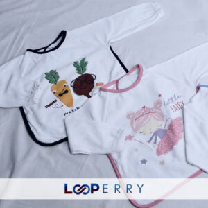 Printed Terry Jersey Bib with Sleeves, Piping & Velcro Fastener