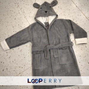 Kids Velour Terry Hooded Bathrobe