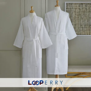 White Waffle Weave Bathrobe