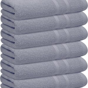 Looperry 6 Pack Small Bath Towel Set - 100% Cotton 23x46 Shower Towels in 450 GSM. Lightweight & Absorbent Quick Dry Gym Towel for Showering, Pet Drying, Spas & Salons. Terry Ringspun Towels (Grey)
