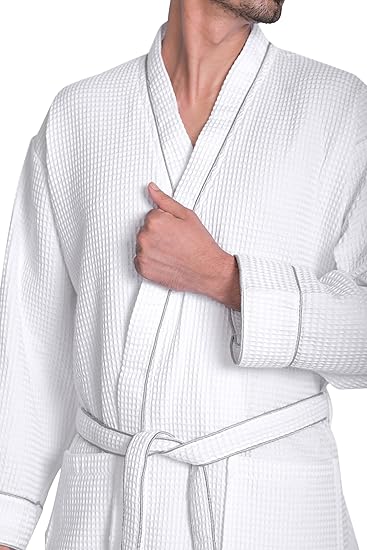 Looperry Unisex White Waffle Bathrobe (1 Piece) Luxurious & Lightweight Shower Robe in Organic Cotton Poly Blend - Image 10