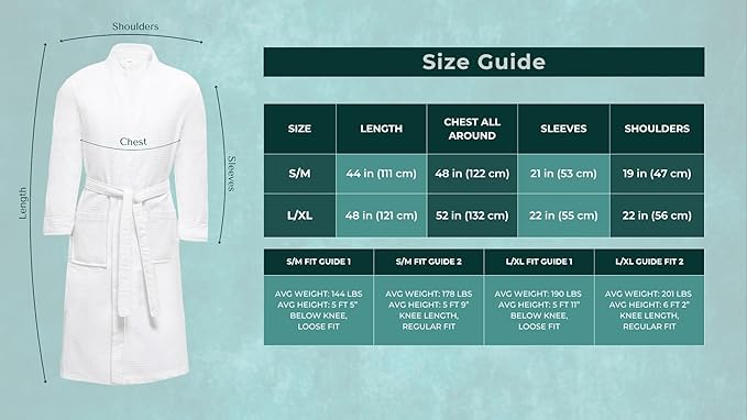 Looperry Unisex White Waffle Bathrobe (1 Piece) Luxurious & Lightweight Shower Robe in Organic Cotton Poly Blend - Image 12
