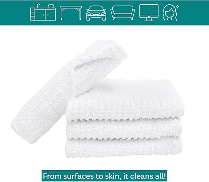 Looperry White Terry Cloth Rags (60 Pack Bulk) 13"x13" Inches Commercial Grade Dish Cloth Multipurpose Cleaning Rags for Housekeeping, Car Wash. Absorbent & Reusable Bar Mop Towels for Kitchen Cotton - Image 5