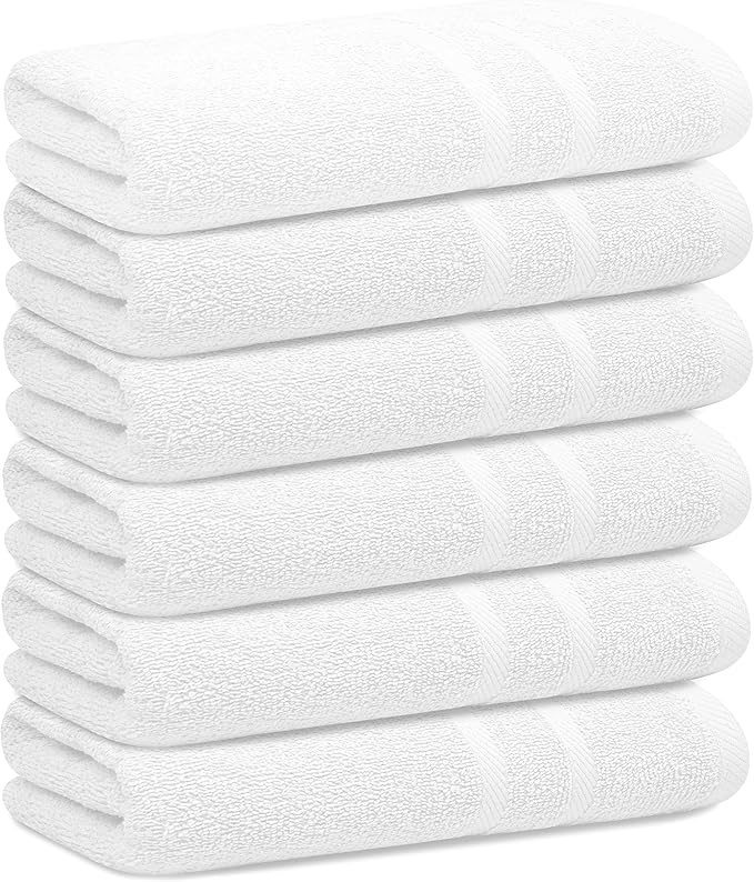 Looperry 6 Pack Small Bath Towel Set - 100% Cotton 23x46 Shower Towels in 450 GSM. Lightweight & Absorbent Quick Dry Gym Towel for Showering, Pet Drying, Spas & Salons. Terry Ringspun Towels (Aqua) - Image 9