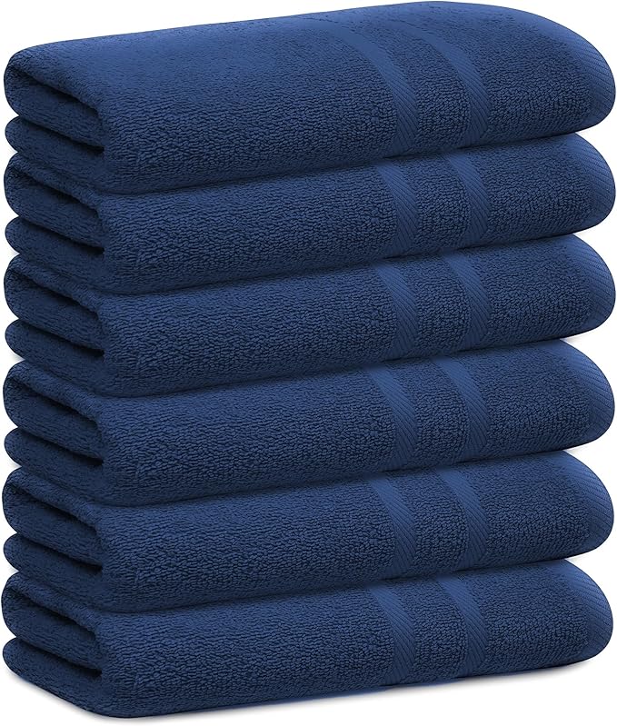 Looperry 6 Pack Small Bath Towel Set - 100% Cotton 23x46 Shower Towels in 450 GSM. Lightweight & Absorbent Quick Dry Gym Towel for Showering, Pet Drying, Spas & Salons. Terry Ringspun Towels (Aqua) - Image 12