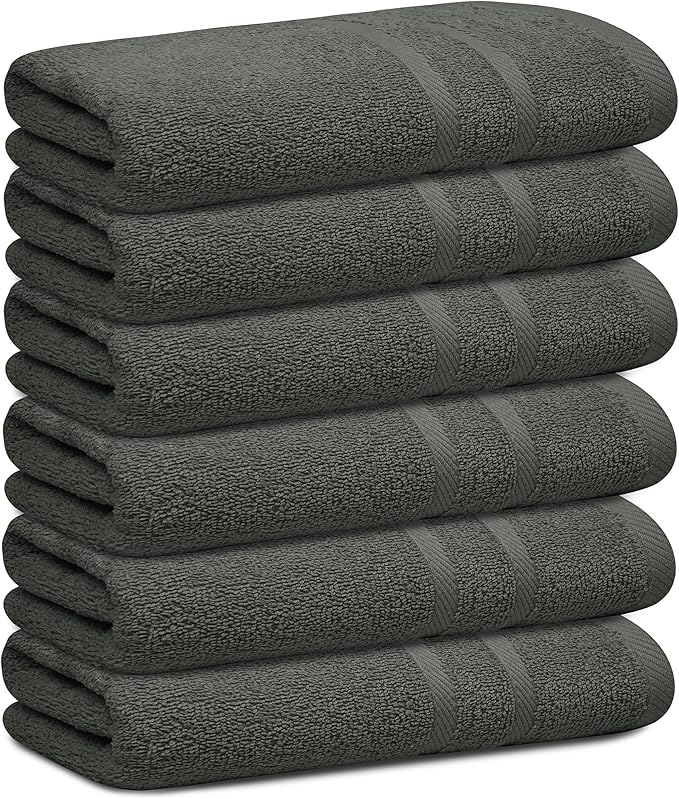 Looperry 6 Pack Small Bath Towel Set - 100% Cotton 23x46 Shower Towels in 450 GSM. Lightweight & Absorbent Quick Dry Gym Towel for Showering, Pet Drying, Spas & Salons. Terry Ringspun Towels (Aqua) - Image 14