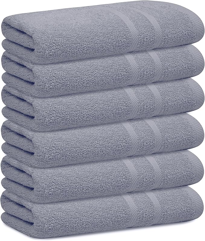 Looperry 6 Pack Small Bath Towel Set - 100% Cotton 23x46 Shower Towels in 450 GSM. Lightweight & Absorbent Quick Dry Gym Towel for Showering, Pet Drying, Spas & Salons. Terry Ringspun Towels (Aqua) - Image 13